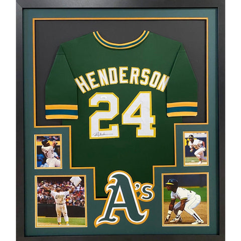 Rickey Henderson Autographed Signed Framed Oakland Athletics Jersey JSA