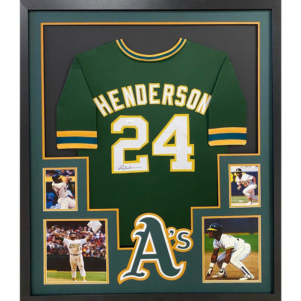 Rickey Henderson Autographed Signed Framed Oakland Athletics Jersey JSA