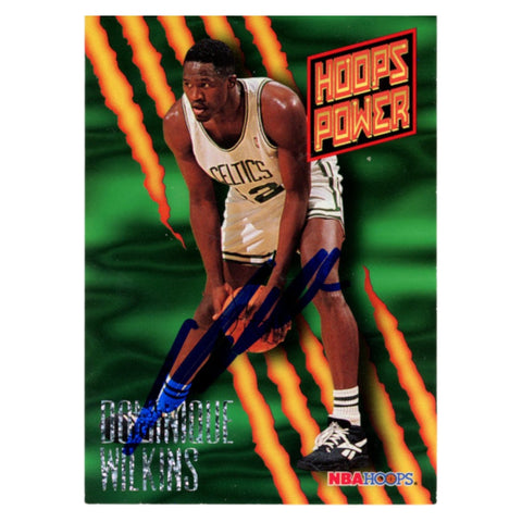 Dominique Wilkins Autographed 1995 NBA Hoops #PR-4 Trading Card Beckett 54246