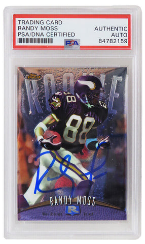 Randy Moss Signed Vikings 1998 Topps Finest Rookie Card #135 -(PSA Encapsulated)