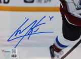 Cale Makar Autographed (blue pen) 8x10 Avalanche Action Photo - White Jersey