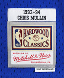 Warriors Chris Mullin "HOF 11" Signed Blue M&N 93-94 TB HWC Swingman Jersey JSA