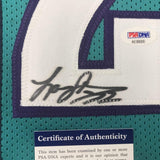 Autographed/Signed Larry Johnson Charlotte Teal Jersey PSA/DNA COA