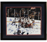 Multi-Signed 1980 USA Olympic Framed 16x20 NHL Photo-Mike Eruzion