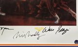 1973 NBA Champion Knicks Team Autographed Framed Litho 7 Sigs Beckett AC94183