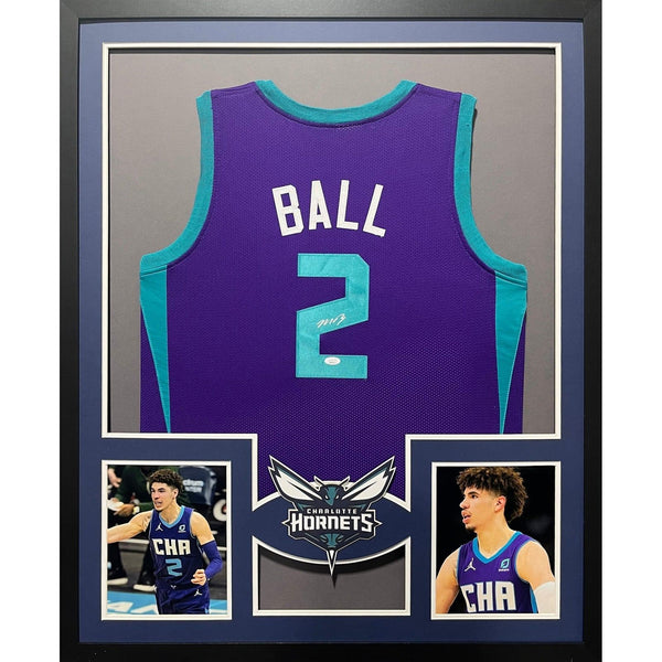 LaMelo Ball Autographed Signed Framed Charlotte Hornets L2 Jersey JSA