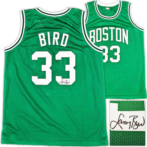 BOSTON CELTICS LARRY BIRD AUTOGRAPHED SIGNED GREEN JERSEY JSA STOCK #220499