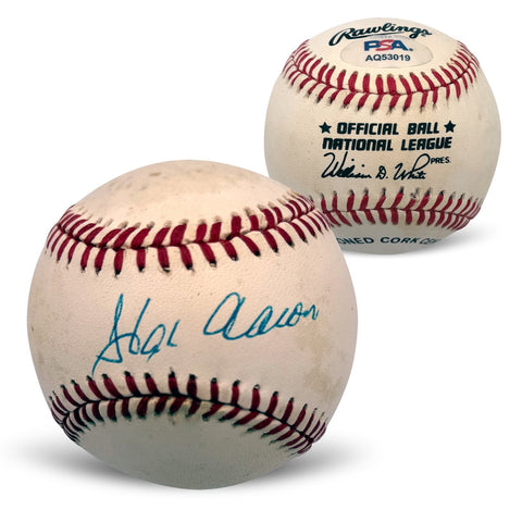 Hank Aaron Atlanta Braves Autographed National League Baseball PSA AQ53019