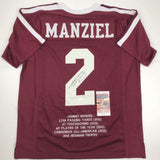 Autographed/Signed Johnny Manziel Texas A&M Maroon Stat Jersey JSA COA