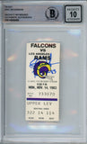 Eric Dickerson Signed 11/14/1983 Rams vs Falcons Ticket Stub Beckett 10 Slab