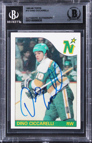 North Stars Dino Ciccarelli Authentic Signed 1985 Topps #13 Card BAS Slabbed