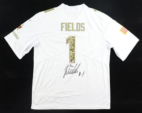 Justin Fields Signed Chicago Bears Nike Authentic Camo # Jersey (Beckett) OSU/QB