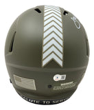 Joe Greene Signed Steelers FS Salute To Service Speed Replica Helmet HOF 87 BAS