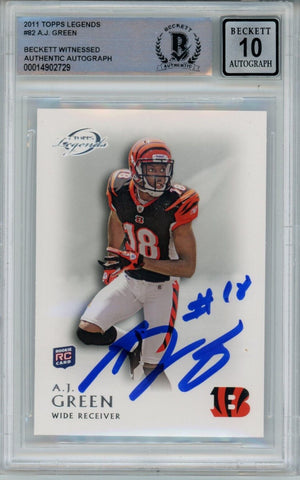 AJ Green Signed Bengals 2011 Topps Legends #82 Beckett Auto 10 40662