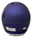 Ray Lewis Signed Baltimore Ravens FS Alternate Purple Replica Speed Helmet BAS