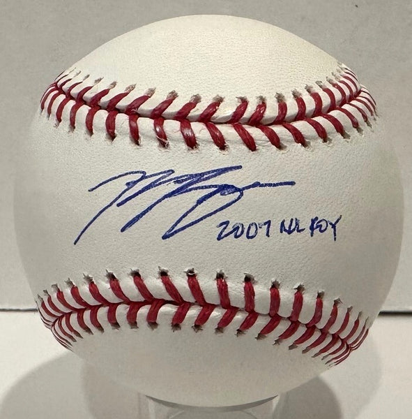 Brewers MVP RYAN BRAUN Signed Official MLB Baseball AUTO w/ "2007 NL ROY" - BAS