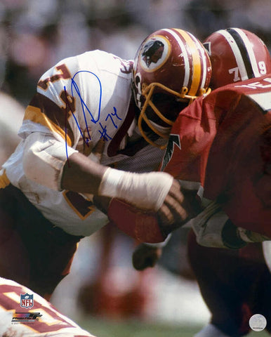 George Starke Signed Redskins White Jersey Action 16x20 Photo - (SCHWARTZ COA)