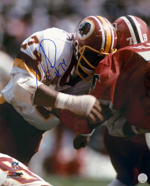 George Starke Signed Redskins White Jersey Action 16x20 Photo - (SCHWARTZ COA)