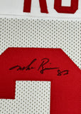Framed Autographed/Signed Mike Rozier 35x39 Nebraska White Jersey JSA COA