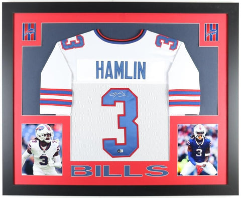 Damar Hamlin Signed 35x43 Framed Buffalo Bills Jersey Display (Beckett) Safety