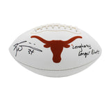 Ricky Williams Signed Texas Longhorns Embroidered White Football w- Insc