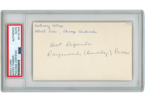Buddy Parker Autographed/Signed Chicago Cardinals Index Card Slabbed PSA 54916