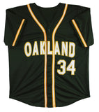 Rollie Fingers Authentic Signed Green Pro Style Jersey Autographed BAS Witnessed