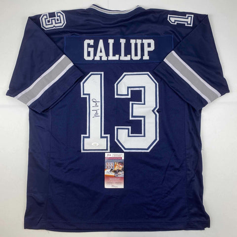 Autographed/Signed Michael Gallup Dallas Blue Football Jersey JSA COA