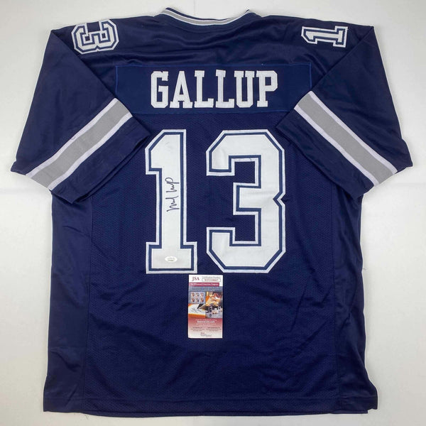 Autographed/Signed Michael Gallup Dallas Blue Football Jersey JSA COA