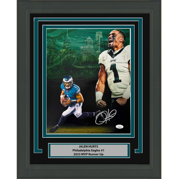 Framed Autographed/Signed Jalen Hurts Philadelphia Eagles 11x14 Photo JSA COA #3
