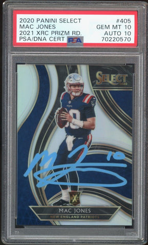 2020 Panini Select XRC Prizm Redemption Mac Jones RC PSA 10/10 Auto GEM MINT