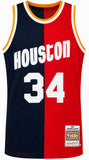 Hakeem Olajuwon Signed Rockets M&N Split Swingman Basketball Jersey - (SS COA)
