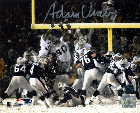 Adam Vinatieri New England Patriots Signed Snow Kick Raiders 8x10 Pats Alumni