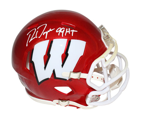 Ron Dayne Autographed Wisconsin Badgers Flash Mini Helmet Beckett 40496