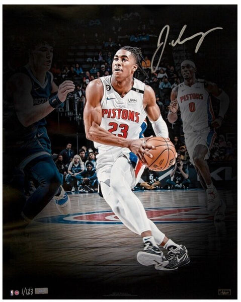 JADEN IVEY Autographed Pistons "Logoman" 16" x 20" Photograph PANINI LE 123