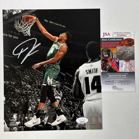 Autographed/Signed Giannis Antetokounmpo Milwaukee Bucks 8x10 Photo JSA COA #9