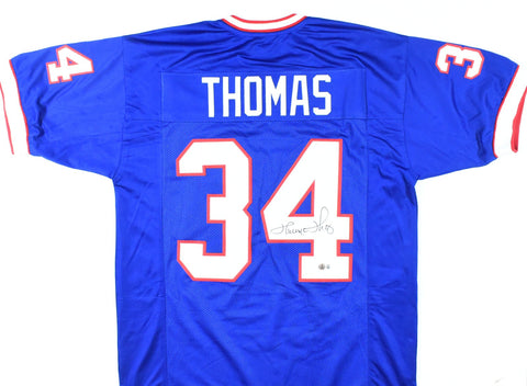 Thurman Thomas Autographed Blue Pro Style Jersey - Beckett W Hologram *Black