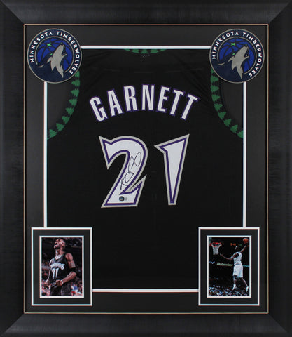 Kevin Garnett Authentic Signed Black Pro Style Framed Jersey BAS Witnessed