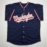 Autographed/Signed Juan Soto Washington Blue Baseball Jersey Beckett COA