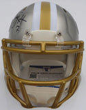 Taysom Hill Autographed Signed Saints Flash Gold Mini Helmet Beckett QR #BE17584