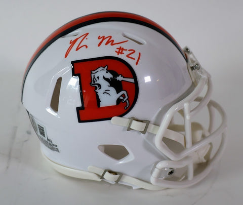 Riley Moss Autographed Denver Broncos Snowcapped Mini Helmet Beckett COA