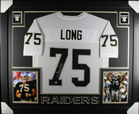 Howie Long Autographed/Signed Pro Style Framed White XL Jersey Beckett 40138