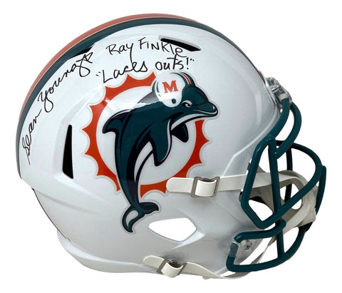 Sean Young Ace Ventura Signed Dolphins FS Replica Helmet Finkle Laces Out JSA QR
