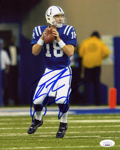 Peyton Manning Signed Colts Two Hands On Ball Action 8x10 Photo - (JSA COA)