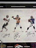 Archie, Peyton & Eli Manning Triple Autographed 16x20 Photo Framed Fanatics COA