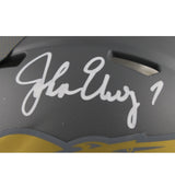 John Elway Autographed Denver Broncos Slate Mini Helmet Beckett Witness 50205