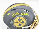 TERRY BRADSHAW AUTOGRAPHED STEELERS SLATE GRAY SPEED MINI HELMET BECKETT 230083