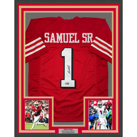 Framed Autographed/Signed Deebo Samuel 35x39 San Francisco ALT Jersey JSA COA