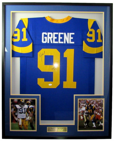 Kevin Greene HOF LA Rams Signed Jersey w/ Photos Framed JSA 157655