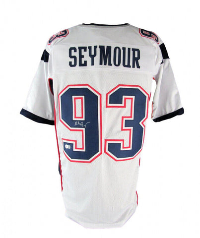 Richard Seymour Signed Patriots Jersey (Beckett) 3xSuper Bowl Champion Def. Line